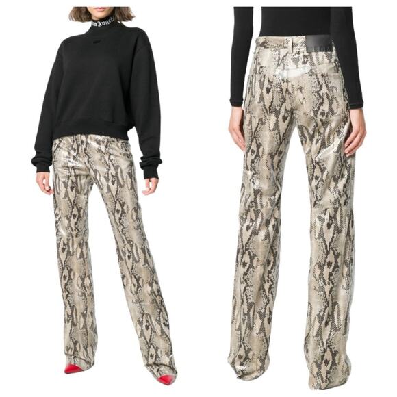 MSGM Python Print High Waisted Straight Leg Pants size 38 - Picture 2 of 11